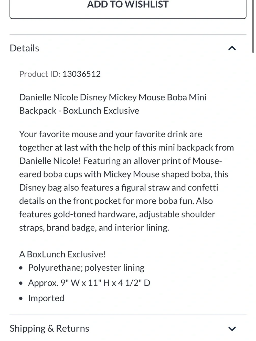 Danielle Nicole Mini Backpack Disney Boba theme